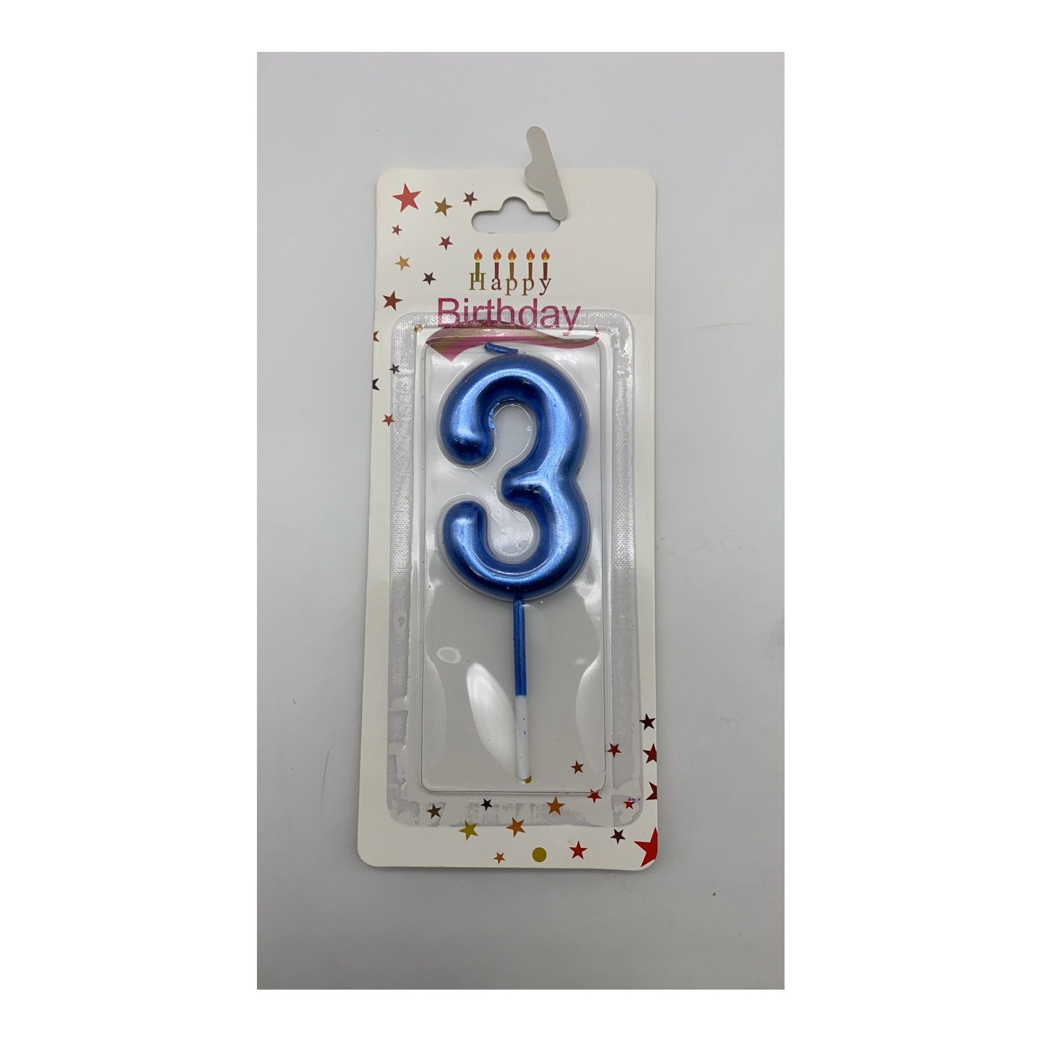 Birthday Number Candles 3 Blue